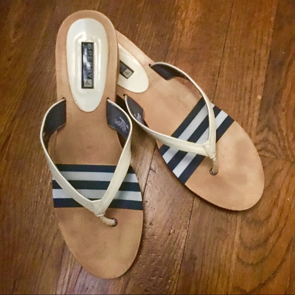 Sperry Topsider wooden flip flops sz 10
